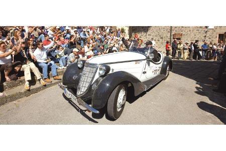 Bernd Ostmann und Alexander Prinz von Sachsen: Wanderer W 25 K: 1,9-Liter-Reihensechszylinder, 85 PS, Baujahr 1938.