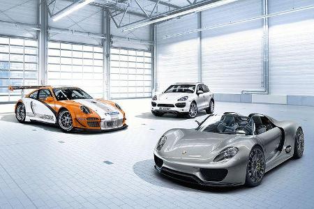 Porsche 911 GT3 R Hybrid, Cayenne Hybrid, 918
