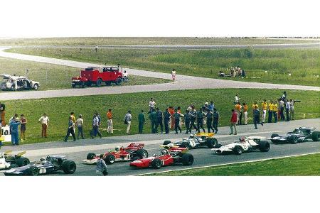 Startaufstellung zum Rhein-Pokal-Rennen der Formel 2 1970.