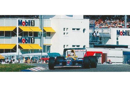 1991 siegte Nigel Mansell beim GP in Hockenheim. Das Engagement von Mobil konnte nicht übersehen werden.