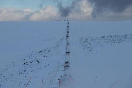 Die letzten 14 Kilometer zum Nordkap geht es nur per Konvoi.