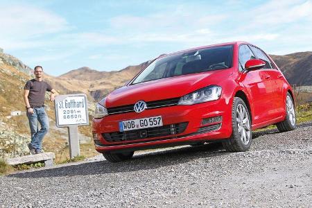 VW Golf 2.0 TDI Highline, St. Gotthard, Frontansicht