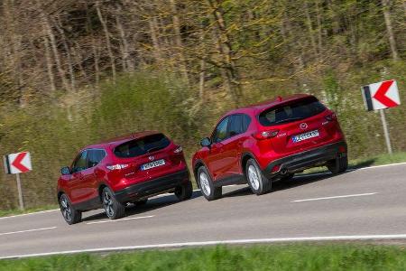 Mazda CX-5, Nissan Qashqai, Seitenansicht