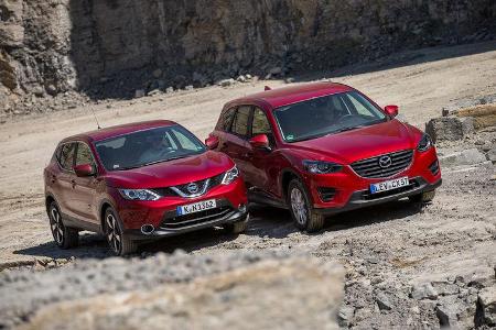Mazda CX-5, Nissan Qashqai, Frontansicht