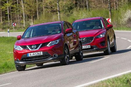 Mazda CX-5, Nissan Qashqai, Frontansicht