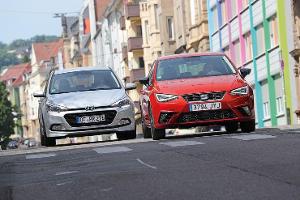 Seat Ibiza 1.0 EcoTSI, Hyundai i20 Blue 1.0 T-GDI Front