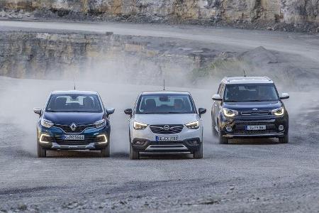 Kia Soul 1.6 CRDi Spirit, Opel Crossland X 1.6 D Innovation, Renault Captur dCi 110 Intens, Exterieur