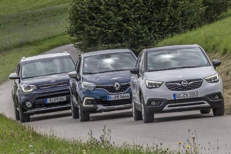 Kia Soul 1.6 CRDi Spirit, Opel Crossland X 1.6 D Innovation, Renault Captur dCi 110 Intens, Exterieur