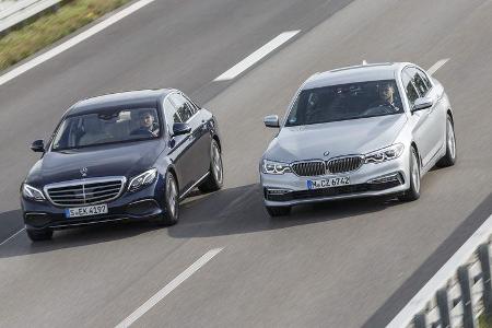 BMW 520d, Mercedes E 220 d, Exterieur Front