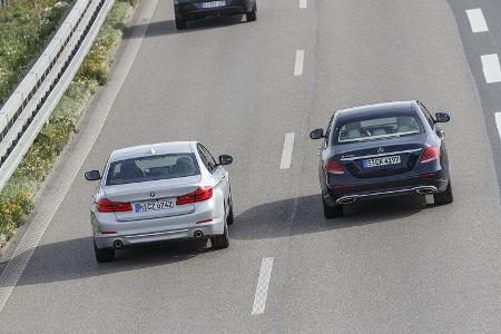 BMW 520d, Mercedes E 220 d, Exterieur Heck