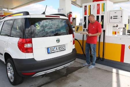 Skoda Yeti Greenline, Tankstelle