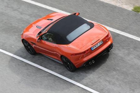 Jaguar F-Type S, Heckansicht, von oben