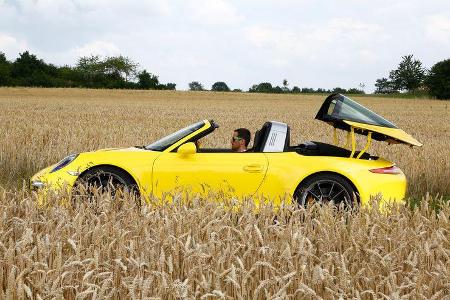 Porsche Targa 4S, Verdeck öffnet, Targadach