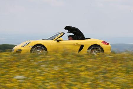 Porsche Boxster S, Seitenansicht, Verdeck öffnet