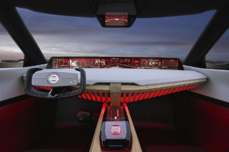 Der Innenraum zeigt ein großes Display, das sich über die komplette Breite des Cockpits erstreckt. Die Byton-Studie lässt gr...