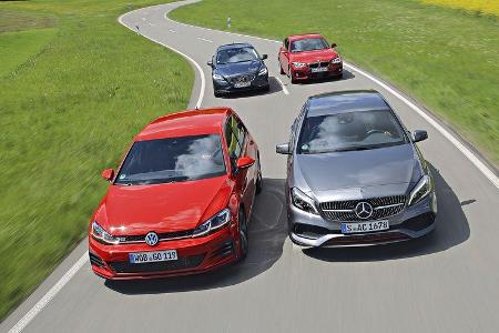 BMW 125i, Mercedes A 250, Volvo V40 T5, VW Golf GTI, Exterieur