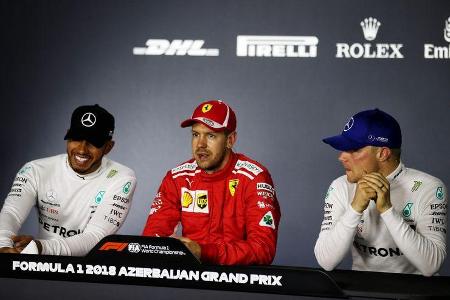 Lewis Hamilton - Mercedes - Sebastian Vettel - Ferrari - Valtteri Bottas - Mercedes - Formel 1 - GP Aserbaidschan - 28. Apri...