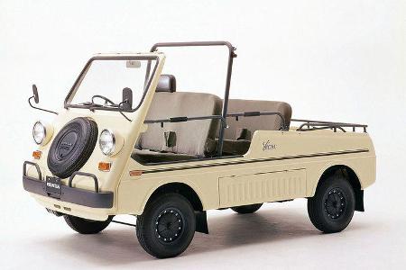 1970 bringt Honda mit dem Vamos ein Freizeitmobil auf den Markt. Er basiert auf dem Sportstransporter T360.