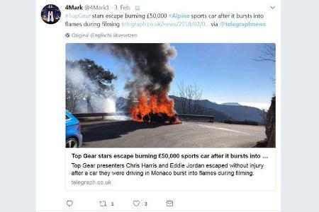 Alpine Feuer Top Gear Twitter