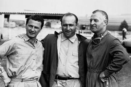 Hans Herrmann, Juan Manuel Fangio & Karl Kling - GP Frankreich - Reims - 1954