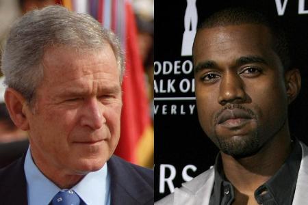 George W. Bush (l.) hat es sicher nicht nötig, sich für Kanye West auszuziehen