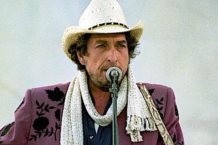 Musiker und Poet Bob Dylan während eines Auftritts