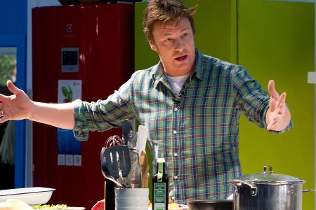 Jamie Oliver bei einer Kochvorführung in London