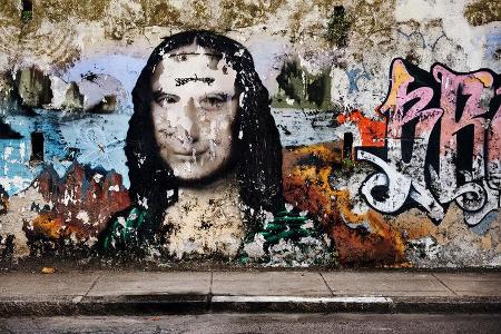 Auch Portraits als Wandmalereien hat der Fotograf für seinen Pirelli Kalender aufgenommen.