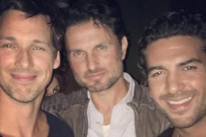 Florian David Fitz, Simon Verhoeven und Elyas M'Barek (v.l.n.r.) feiern den Drehschluss