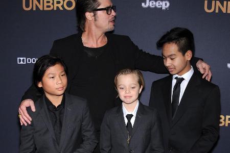 Brad Pitt mit seinen Kindern Pax Thien, Shiloh und Maddox