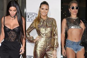 2016 zeigten die Promis jede Menge fragwürdige Outfits, darunter auch Kim Kardashian, Heidi Klum und Lady Gaga (v.l.)
