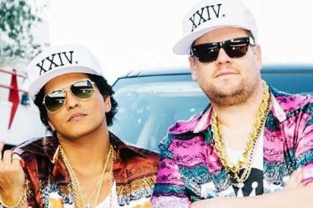 Bruno Mars (l.) war ein Wunschkandidat von Moderator James Corden
