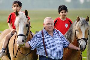 "Krauses Glück": Krause führt die Pferde von der Weide und lässt Yussuf (Yarsan Hushmen) und Mohammed (Haulan Hushmen) aufsi...
