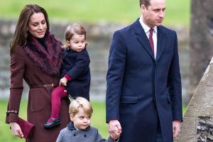 Auf dem Weg zur Kirche (v.l.): Herzogin Kate, Prinzessin Charlotte, Prinz George und Prinz William