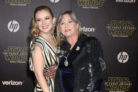 Carrie Fisher zusammen mit ihrer Tochter Billie Lourd bei der Premiere von 