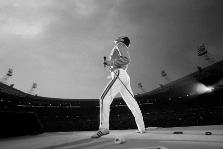 Freddie Mercury im Wembley-Stadion, 12. Juli 1986.