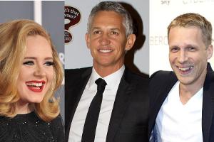 Adele, Gary Lineker (Mitte) und Oliver Pocher freuen sich über den Titelgewinn von Leicester City