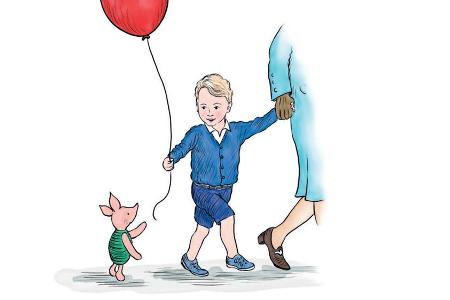 Prinz George freut sich über Ferkels Luftballon