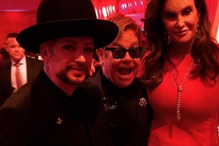 Elton John mit Boy George und Caitlyn Jenner