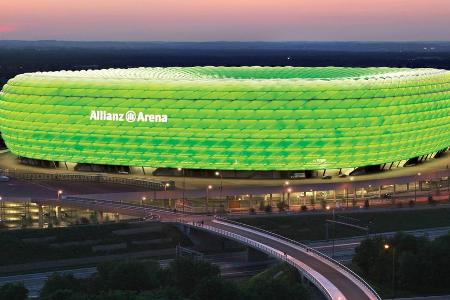 Auch die Münchner Allianz-Arena leuchtet in irisch-grün
