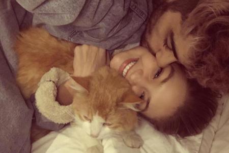 Gigi Hadid mit ihrer Katze Chub und ihrem Freund Zayn Malik