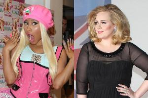 Nicki Minaj (l.) ist von Adeles Ausflug in den Rap begeistert