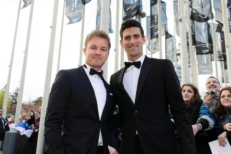 Sportstars unter sich: Rennfahrer Nico Rosberg und Tennisass Novak Djokovic