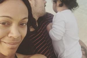 Zoe Saldana mit ihrer Familie