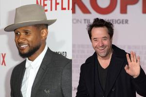 Stars engagieren sich gegen Armut: US-Sänger Usher (li.) und "Tatort"-Darsteller Jan Josef Liefers
