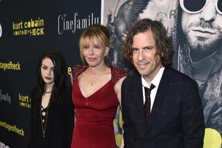 Brett Morgen mit Courtney Love und Frances Bean Cobain auf der 
