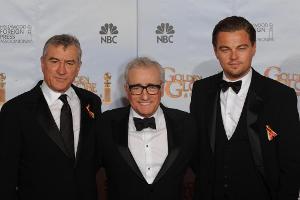 Robert de Niro, Martin Scorsese und Leonardo DiCaprio (v.l.) bei den 67. Golden Globe Awards in Beverly Hills