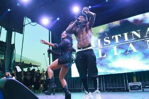 Rapper Lil Wayne und Christina Milian bei einem Auftritt im August 2015