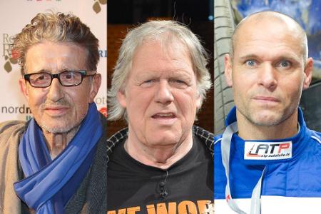 Rolf Zacher, Gunter Gabriel und Thorsten Legat (v.l.) ziehen angeblich ins Dschungelcamp