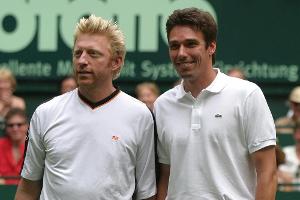 Trafen sich anonsten meist auf Tennisplätzen: Boris Becker (l.) und Michael Stich